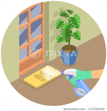 3D Isometric Flat  Illustration of Disinfection Rug, Sanitizing Mat 115769269