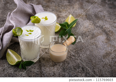 Brazilian white lemonade or limeade. Brazilian white lemonade or limeade. 115769603