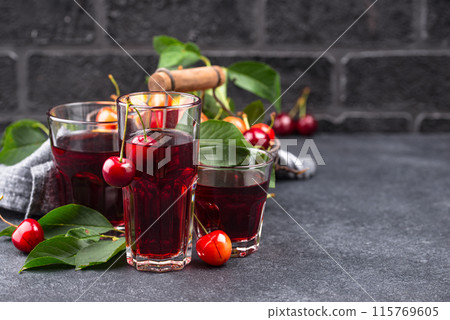 Fresh cherry juice. Summer drink Fresh cherry juice. Summer drink 115769605