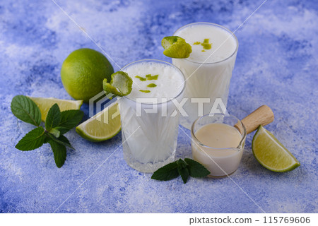 Brazilian white lemonade or limeade. Brazilian white lemonade or limeade. 115769606