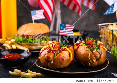 Traditional American food for celebrating July 4 Independence Day Traditional American food for celebrating July 4 Independence Day 115769608
