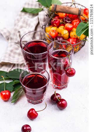 Fresh cherry juice. Summer drink Fresh cherry juice. Summer drink 115769614