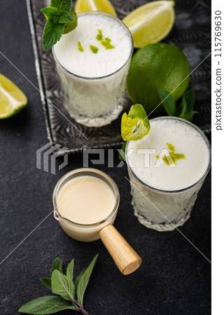 Brazilian white lemonade or limeade. Brazilian white lemonade or limeade. 115769630