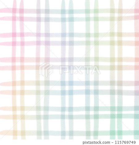 Rainbow Plaid Gingham Check Hand Drawn Background Overlay 115769749