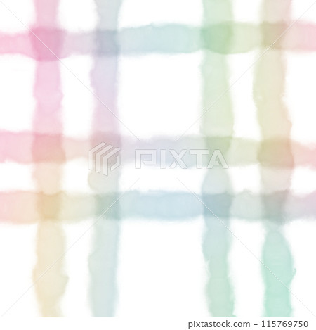 Rainbow Plaid Gingham Check Hand Drawn Background Overlay 115769750