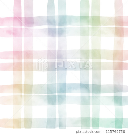 Rainbow Plaid Gingham Check Hand Drawn Background Overlay 115769758