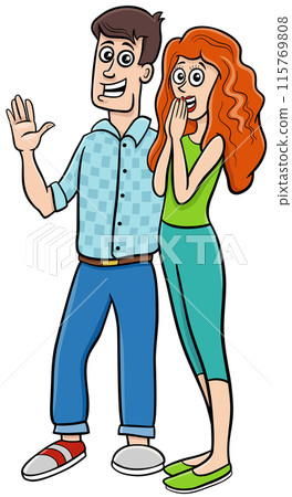 cartoon couple in love comic characters 115769808