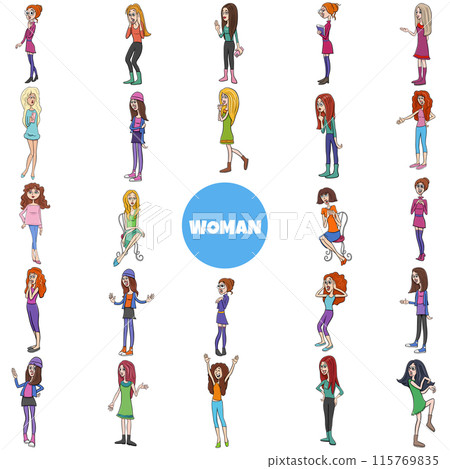 cartoon women and girls female characters big set 115769835