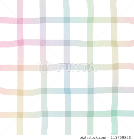 Rainbow Colorful Plaid Gingham Check Hand Drawn Background Overlay 115769838