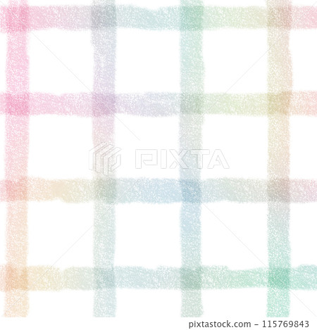 Rainbow Colorful Plaid Gingham Check Hand Drawn Background Overlay 115769843