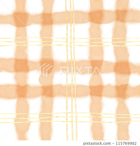 Gold Orange Plaid Gingham Check Hand Drawn Background 115769982