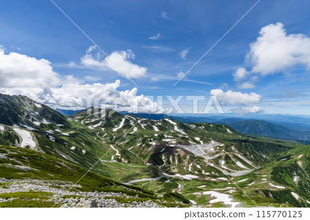 View of the Tateyama mountain range from Mount Tsurugi-Gozen, Tateyama Town, Toyama Prefecture 115770125