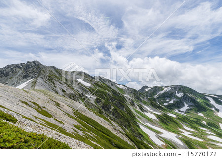 從富山縣立山町正嶽山頂看到的立山三山 115770172