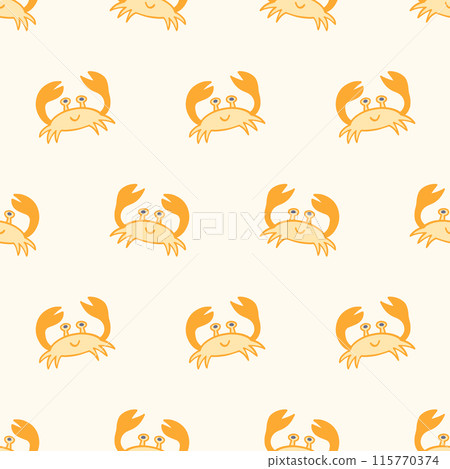 Cute Crab Doodle Seamless Pattern Background 115770374