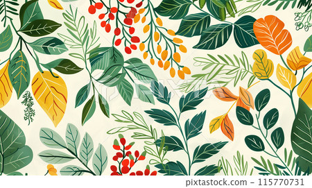 Floral, botanical illustration background, wallpaper, textile design 115770731