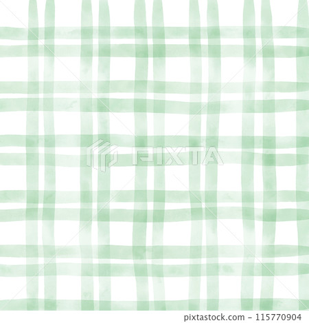 Green Plaid Gingham Check Hand Drawn Background Overlay 115770904