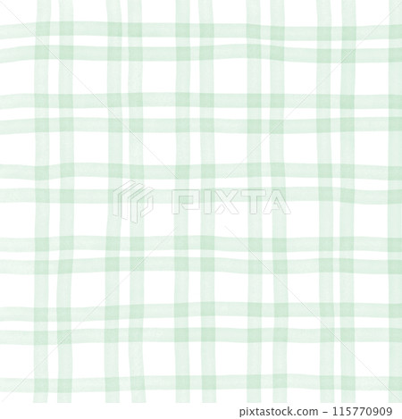 Green Plaid Gingham Check Hand Drawn Background Overlay 115770909