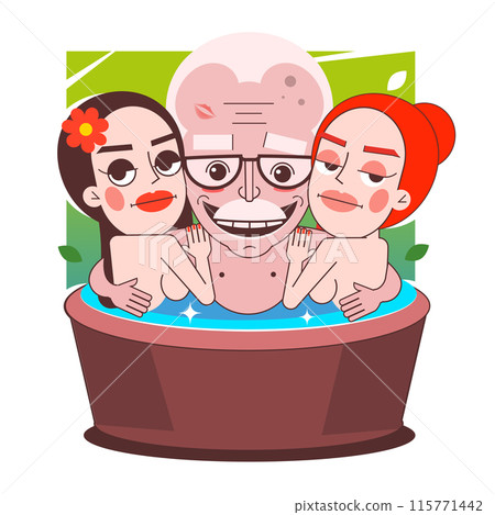 Young couple enjoying outdoor jacuzzi hot tub 115771442
