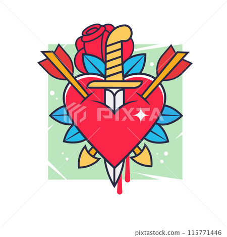 Heart Line Isolated White background With Gradient Mesh, Illustration Heart Line Isolated White background With Gradient Mesh, Illustration 115771446