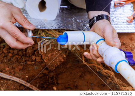 House is being connected to water supply well system pump House is being connected to water supply well system pump 115771550