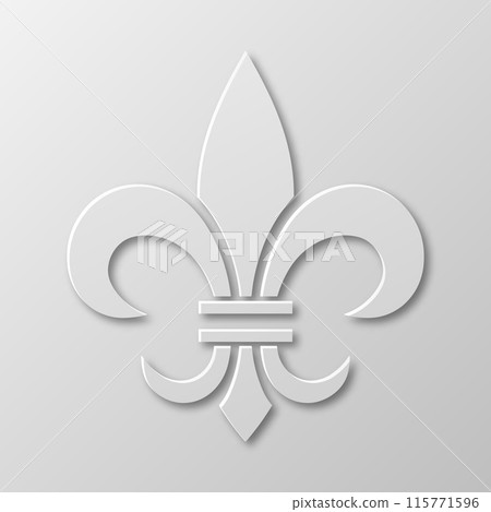 Vector Realistic Paper 3d Fleur De Lis Closeup on White Background. Heraldic Lily Sign, Vector Illustration Vector Realistic Paper 3d Fleur De Lis Closeup on White Background. Heraldic Lily Sign, Vector Illustration 115771596