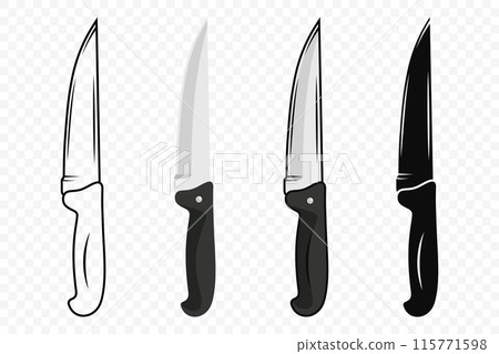 Vector Kitchen Knife Icon Set, Isolated. Various Kitchen Knives Design Templates, Chef Kitchen Knife 115771598