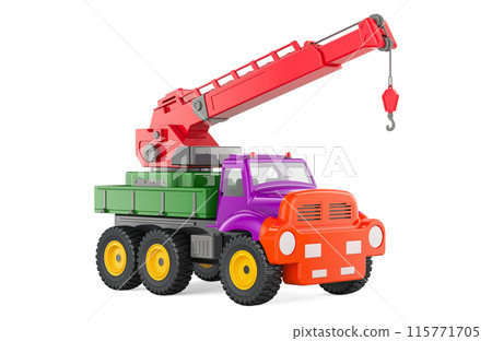 Crane Truck Toy, 3D rendering Crane Truck Toy, 3D rendering 115771705