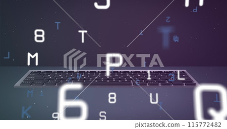 Image of data processing over keyboard 115772482