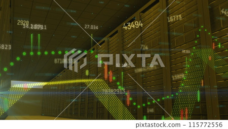 Image of statistics and data processing over office Image of statistics and data processing over office 115772556