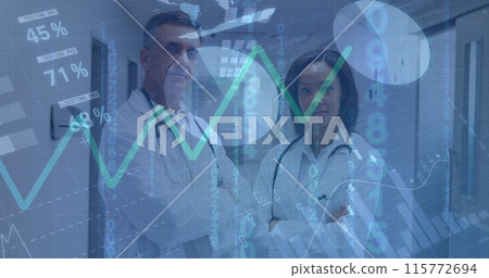 Image of data processing over diverse doctors Image of data processing over diverse doctors 115772694