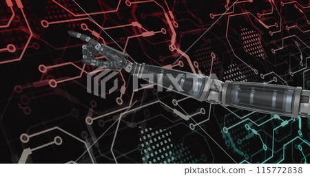 Image of ai data processing over circuit board and dark background Image of ai data processing over circuit board and dark background 115772838