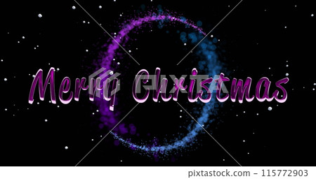 Image of merry christmas text and circle of light trail on black background Image of merry christmas text and circle of light trail on black background 115772903