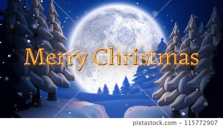 Image of merry christmas text over full moon in winter scenery background Image of merry christmas text over full moon in winter scenery background 115772907