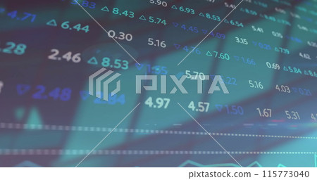 Image of stock market and diagrams on black background 115773040