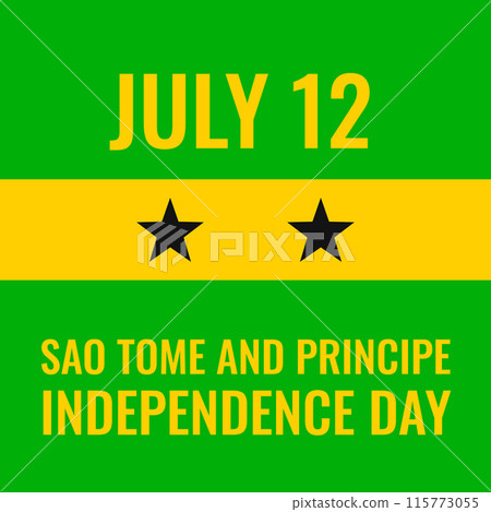 Sao Tome and Principe Independence Day typography poster. National holiday on July 12. Vector template for greeting card, banner, flyer, etc. 115773055