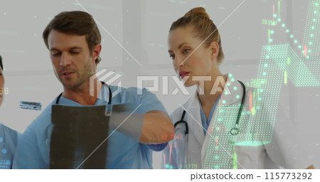 Image of data processing over medical staff Image of data processing over medical staff 115773292