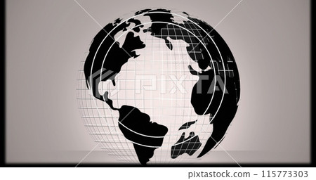 Digital image of a rotating globe with a chat bubble of a followers icon counting up Digital image of a rotating globe with a chat bubble of a followers icon counting up 115773303