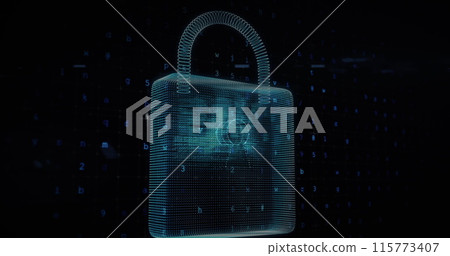Image of cyber attack warning and padlock over silhouettes of people in server room Image of cyber attack warning and padlock over silhouettes of people in server room 115773407