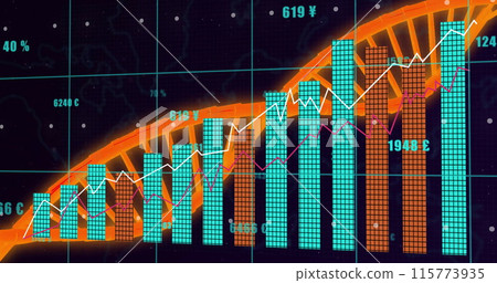 Image of dna strand over data processing Image of dna strand over data processing 115773935