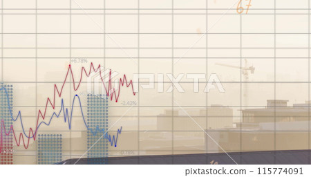 Image of financial data processing over cityscape Image of financial data processing over cityscape 115774091