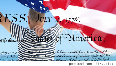 Digital image of a written constitution of the United States moving in the screen while background s Digital image of a written constitution of the United States moving in the screen while background s 115774144