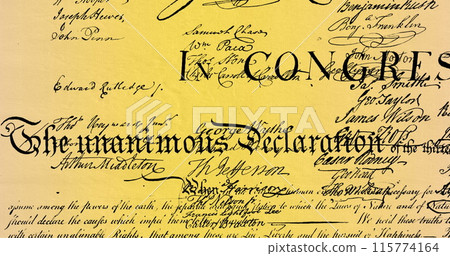 Digital image of written constitution of the United States moving in the screen against yellow and b Digital image of written constitution of the United States moving in the screen against yellow and b 115774164