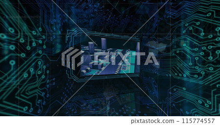 Image of screen with data processing and microprocessor connections over male hacker Image of screen with data processing and microprocessor connections over male hacker 115774557
