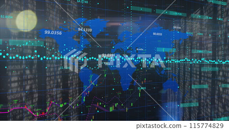 Image of data processing over world map 115774829
