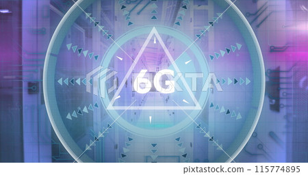 Image of scope scanning with data processing over server room 115774895