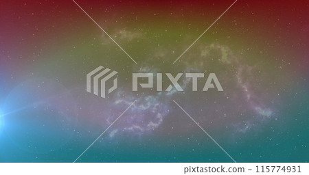 Image of light spots and trails on green background 115774931