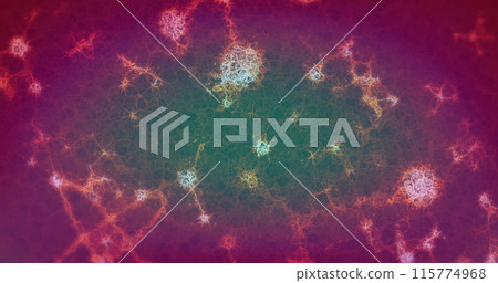 Image of shapes and molecules on purple background 115774968