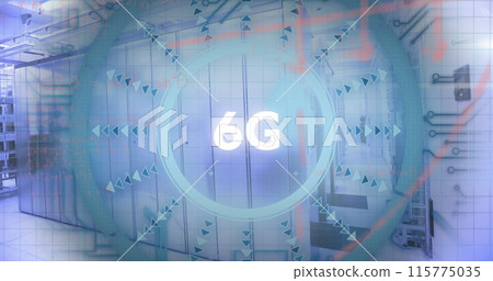 Image of scope scanning with data processing over server room 115775035