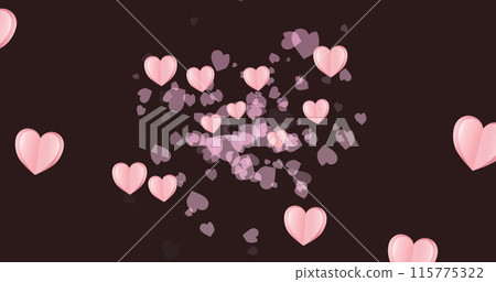 Image of multiple pink hearts on black background Image of multiple pink hearts on black background 115775322