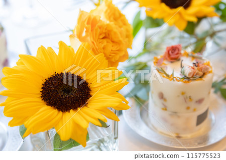 Candles and summer flower decoration Candles and summer flower decoration 115775523